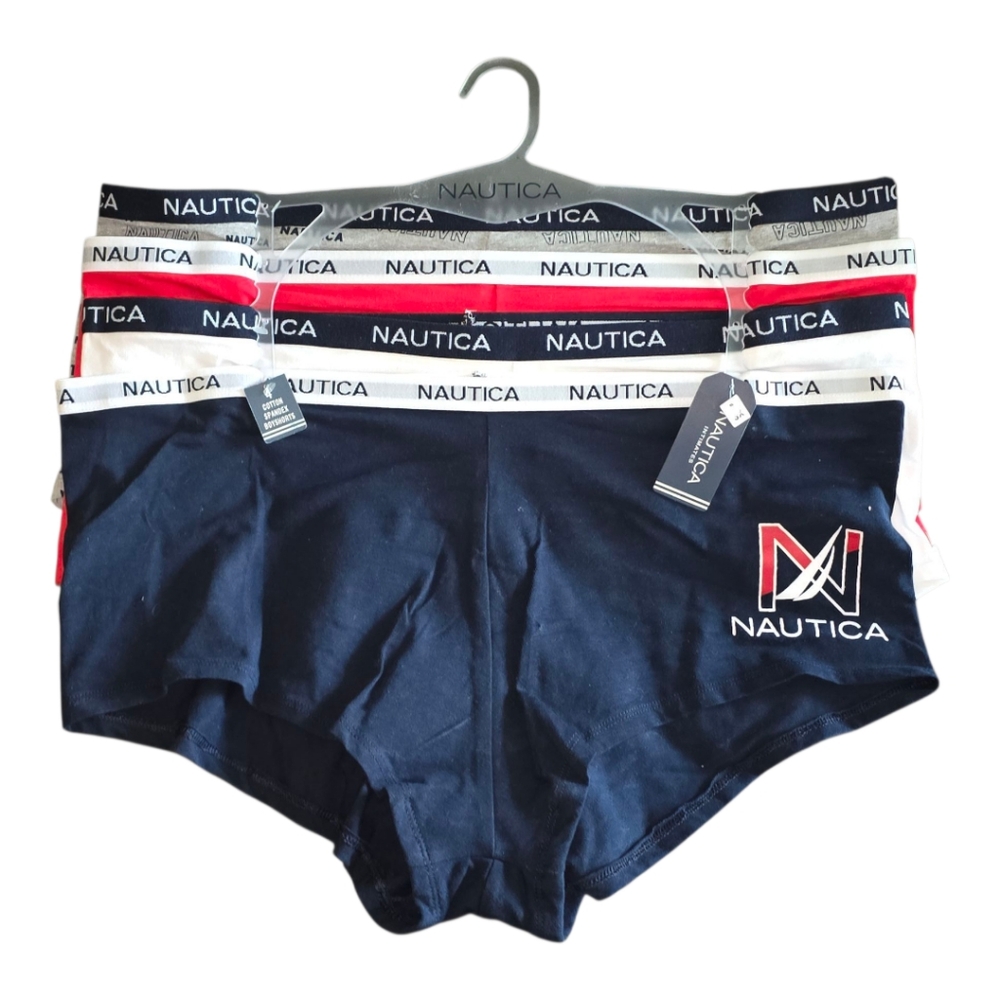 Nautica 4pk Boxer Briefs Boy Shorts Blue Red Elastic‎ Waistband Cotton Plus 3X